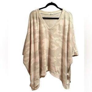 Maurices Pastel Pink Camo V-neck Poncho Size L/XL